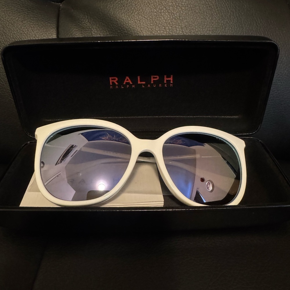 Ralph Lauren White Frame Sunglasses with Purple Lenses